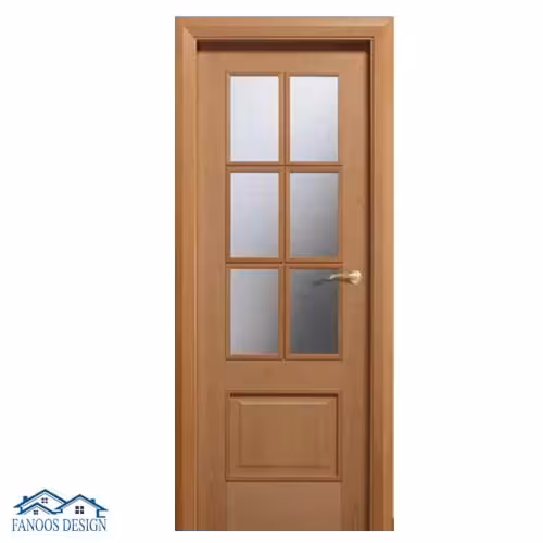 درب شیشه‌خور با طرح چوب گردو کد 027