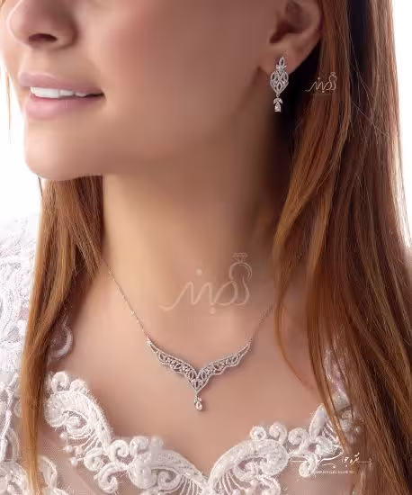 💍نیمست جواهری میکروزنجیری زیبا با طراحی ژورنالی  نقره عیار 925 (N_4107)
