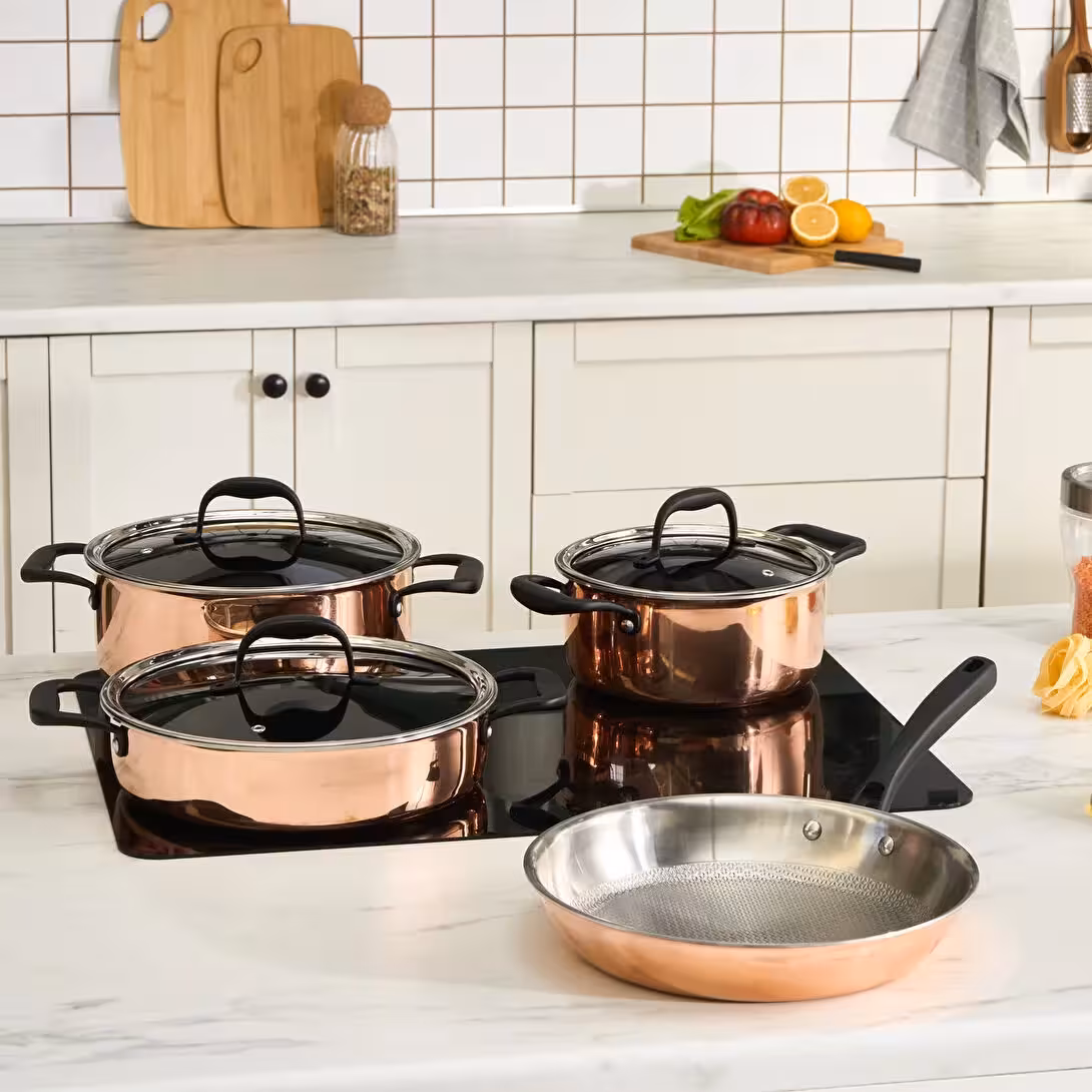 سرویس قابلمه استیل 7 پارچه برند Karaca ترکیه مدل Powersteel 316  Copper