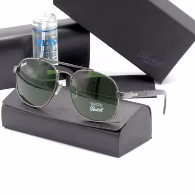 عینک آفتابی خلبانی پرسول Persol شیشه سنگ UV400 دسته فنری