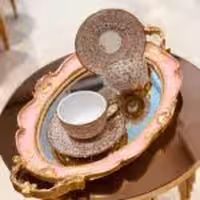 ساوارز چایخوری 12 پارچه  گل دار طلایی  30119