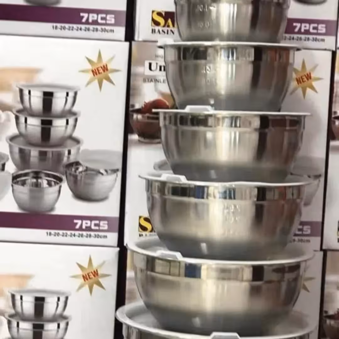 سرویس لگن استیل درب دار شش پارچه یونیک حک شده ی ضخیم اصل 