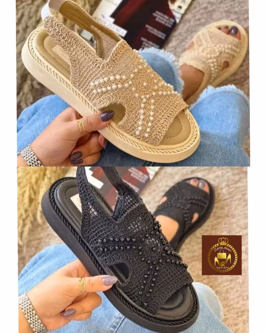صندل مرواریدی گیپوری زنانه تابستانه F 100