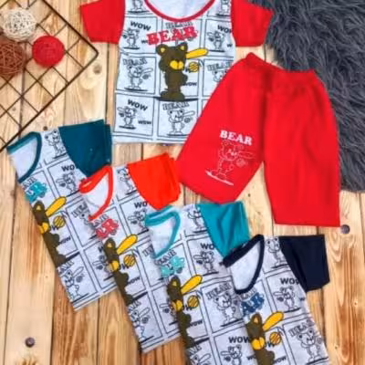 ست تیشرت شلوارک پسرانه سایز35-40 مناسب یک الی سه سال