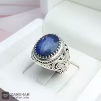 انگشتر یاقوت کبود با رکاب ماشینی