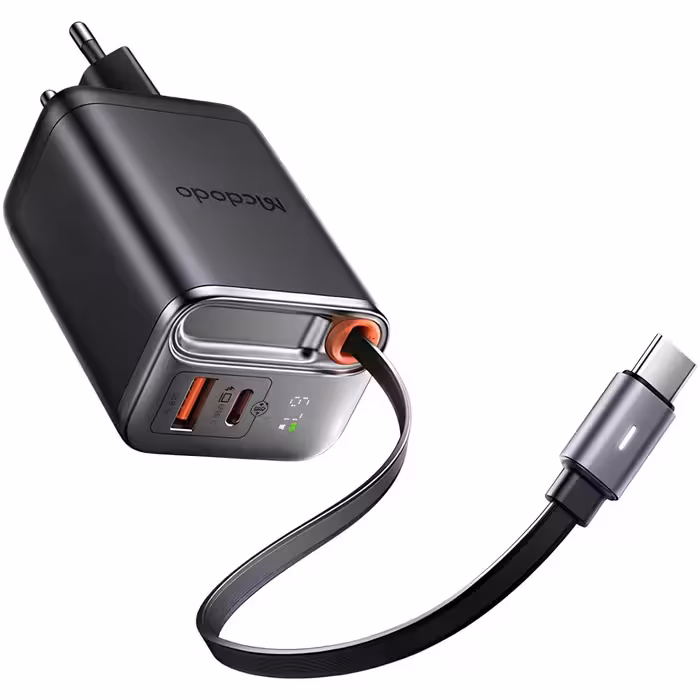 آداپتور 67 وات با کابل جمع شونده تایپ سی مک دودو MCDODO CH-410 GaN FreeGo 67W