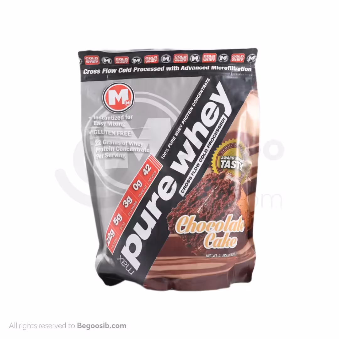 پودر پیور وی با طعم کیک شکلاتی مکس ماسل 1362 گرمی