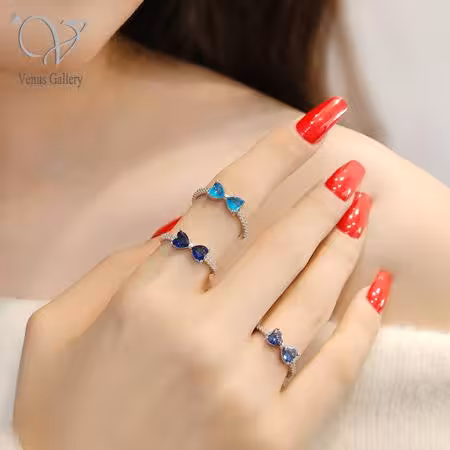 انگشتر نقره دخترانه ظریف یلدایی طرح قلب پاپیونی کد 7695