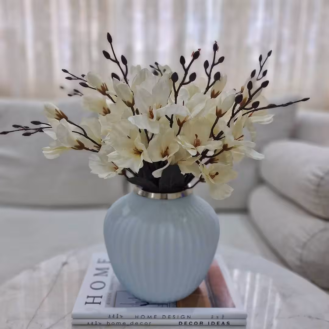 گل مصنوعی بوته آلستر سفید 20گل