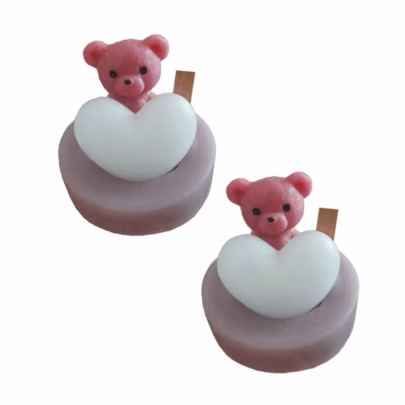 شمع دست ساز مدل گیفت طرح خرس مجموعه 2 عددی