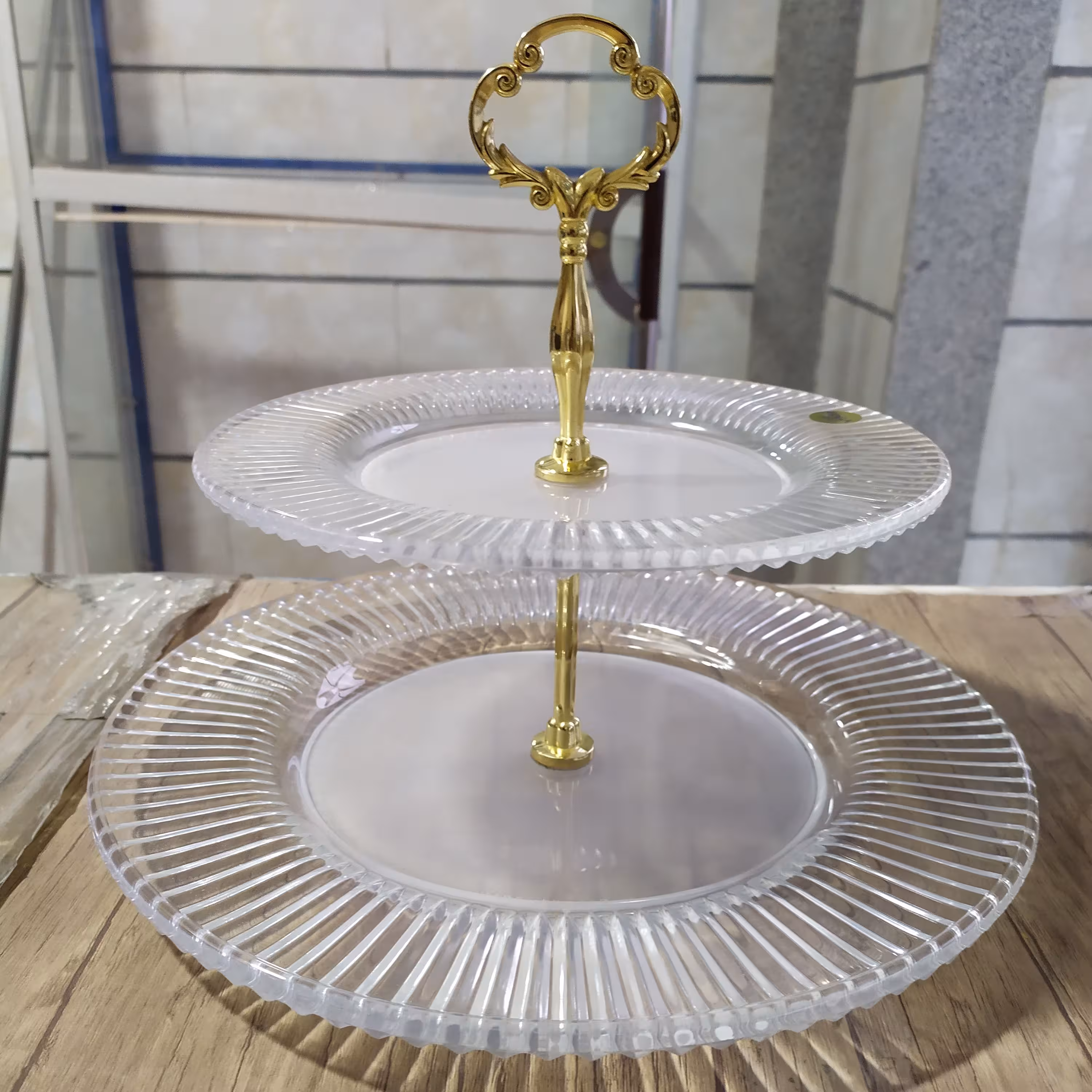 شیرینی خوری 2طبقه الماسی سایز بزرگ اصل ژاپن