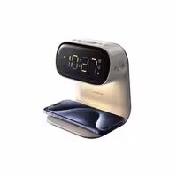 شارژر بی‌سیم و ساعت رومیزی گرین لاین مدل Green Lion Bedside Clock with Wireless Charger GNBED15WCHWD
