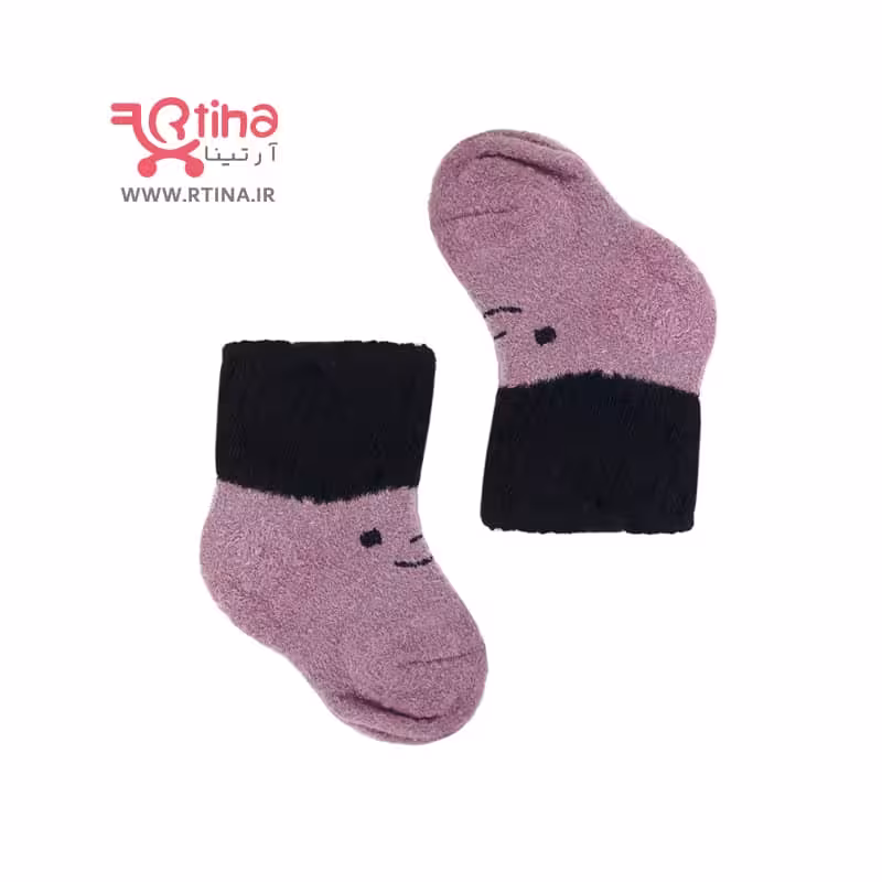 جوراب زمستانی نوزاد دختر/ پسر بوکله ای رنگ بنفش