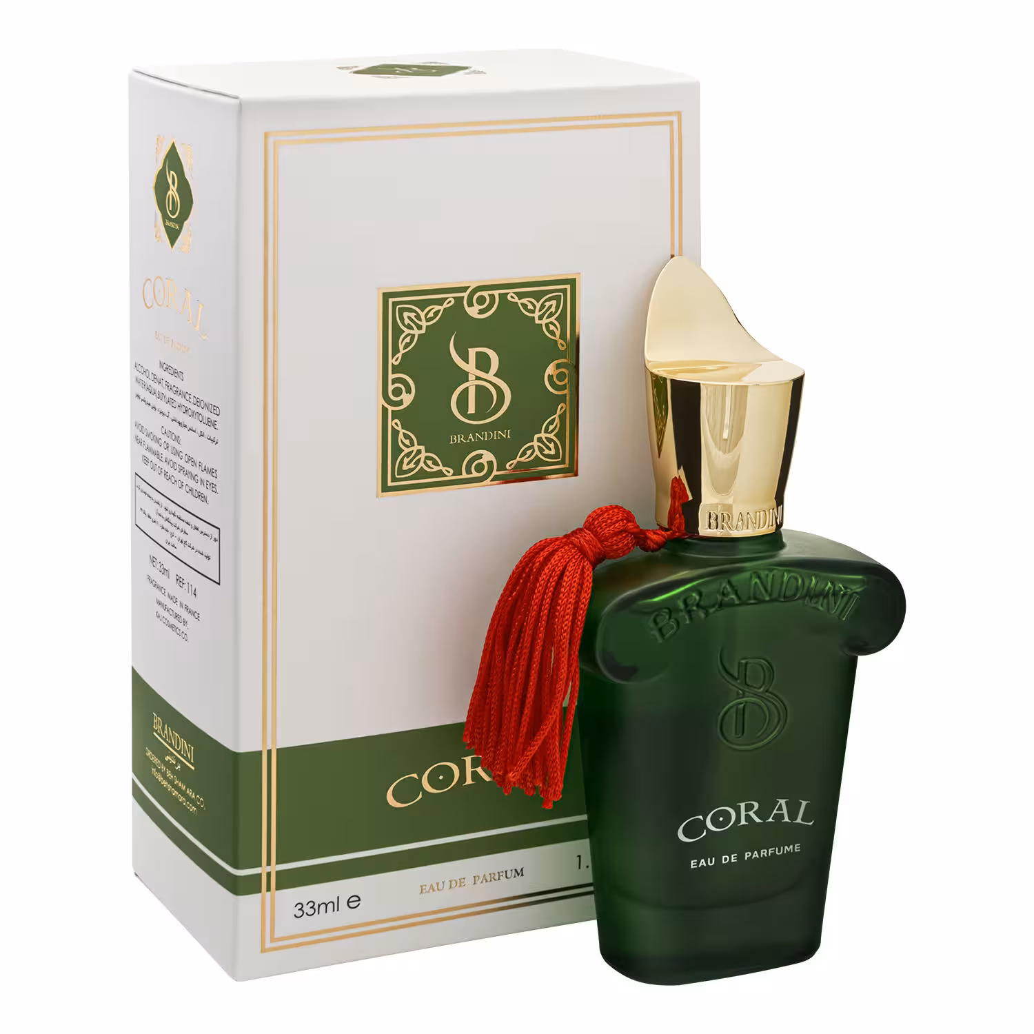 عطر جیبی مردانه برندینی مدل کورال Coral حجم 33 میلی لیتر | Brandini Coral Eau De Parfum for men 33 ml