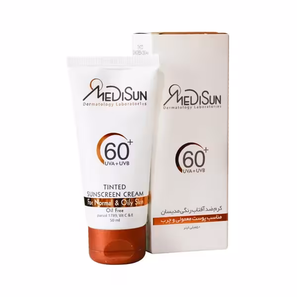 ضدآفتاب رنگی  SPF60 مخصوص پوست‌های معمولی و چرب مدیسان 50 میلی‌لیتر Medisun