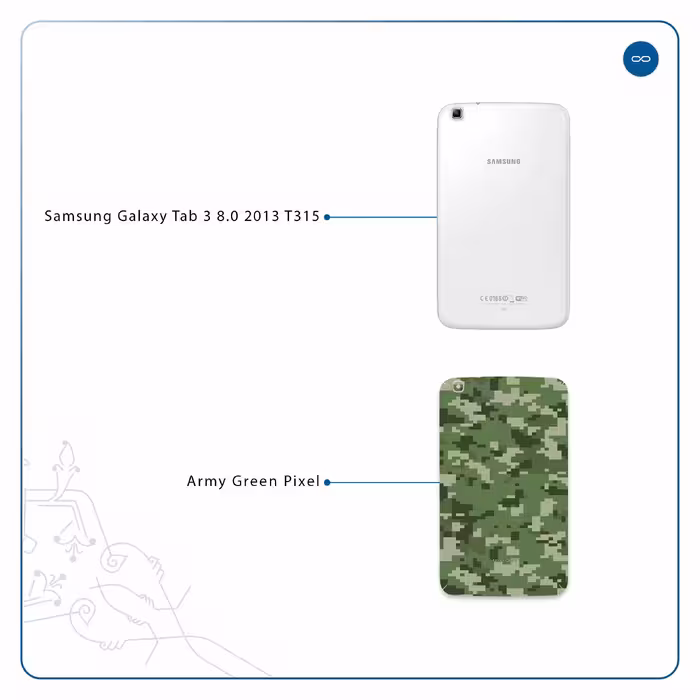 برچسب پوششی ماهوت مدل Army-Green-Pixel مناسب برای تبلت سامسونگ Galaxy Tab 3 8.0 2013 T315
