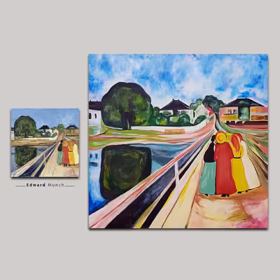 تابلو بوم مدل دختران روی پل