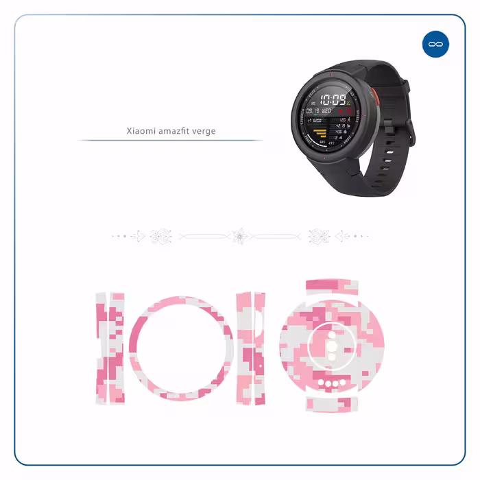 برچسب ماهوت طرح Army Pink pixel مناسب برای ساعت هوشمند شیایومی Amazfit Verge