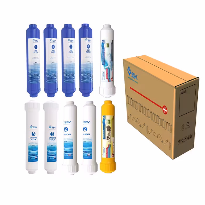 فیلتر دستگاه تصفیه آب اس اس وی مدل inline-6 مجموعه 10 عددی