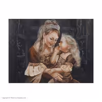 تابلو نقاشی رنگ روغن مدل مادر و کودک کد 4