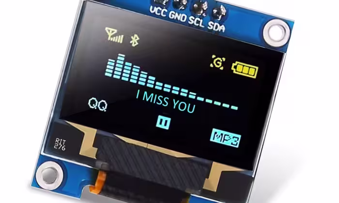 LCD oled 0.96 inch 128*64  آبی-زرد I2c