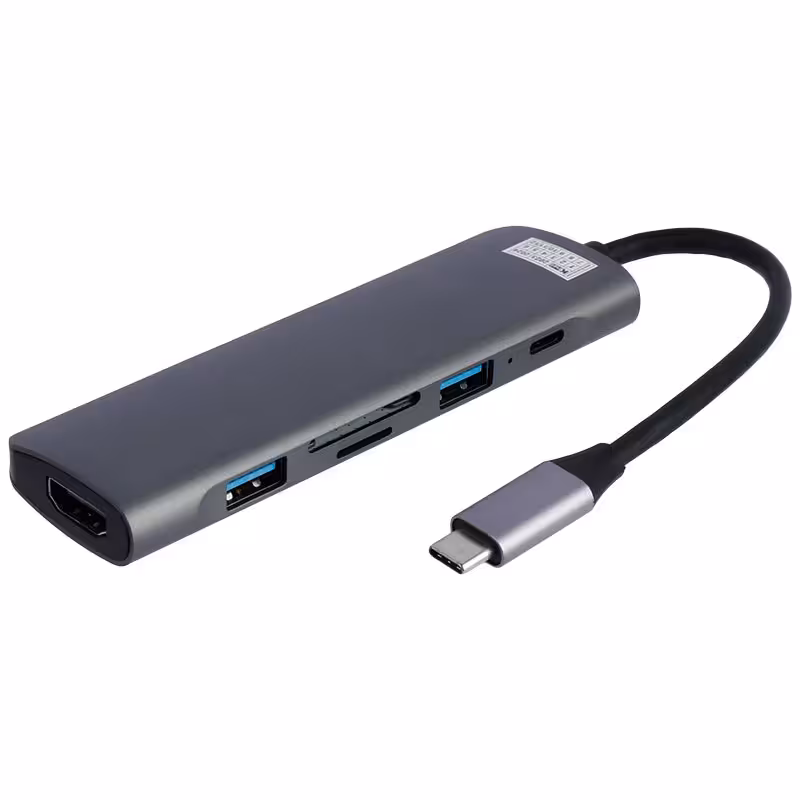 هاب 6 پورت تایپ سی به USB3.0/HDMI/SD/Micro SD/Type-C کی نت مدل S6 K-MFCMS606