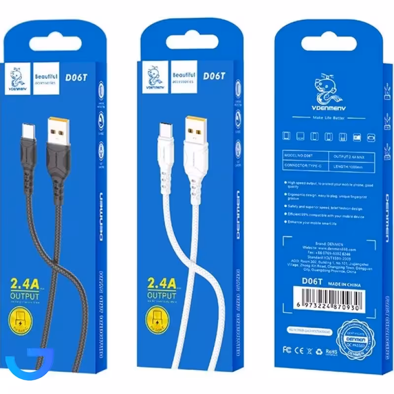 جزئیات ، قیمت و خرید کابل شارژ فست DENMEN Type-C مدل D06T | فروشگاه آریا