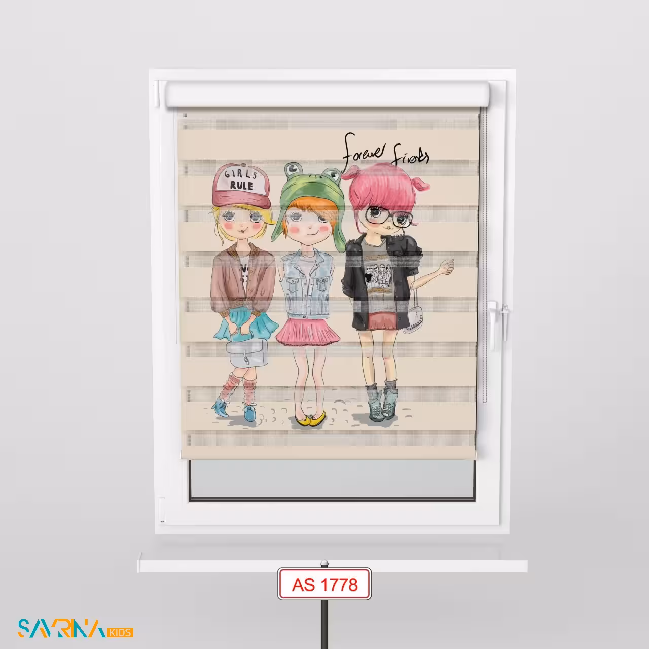 پرده زبرا بچگانه طرح دختر جذاب کد AS1778