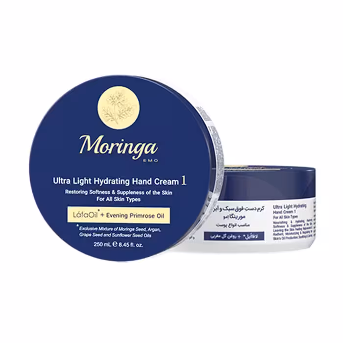 کرم دست فوق سبک و آبرسان 1 مناسب انواع پوست مورینگا امو 250 میل