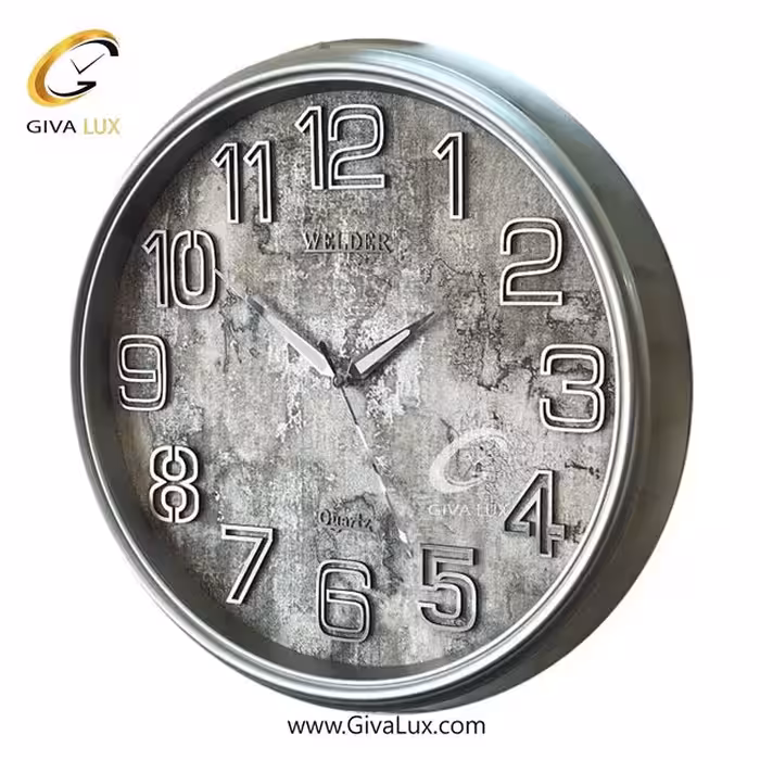 ساعت دیواری اورجینال ولدر PVC طوسی| کد رفرنس 637