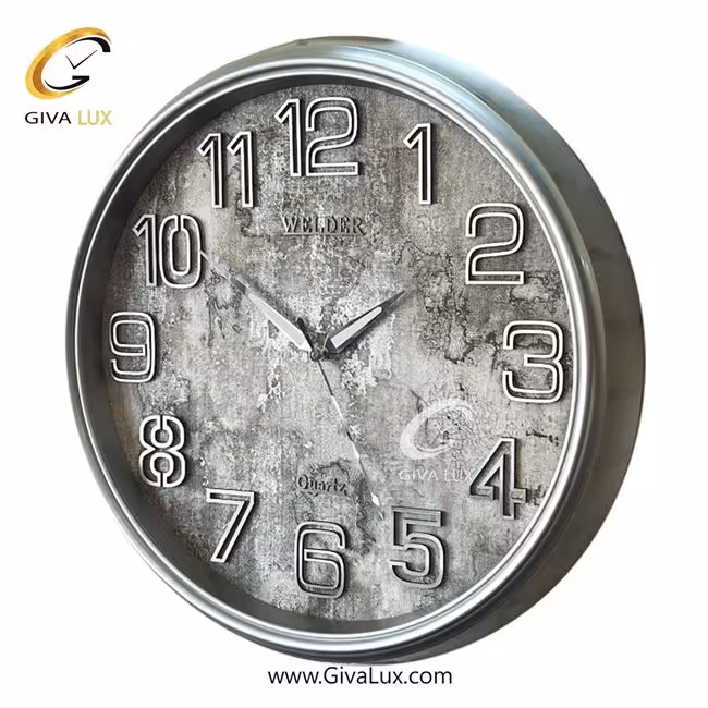 ساعت دیواری اورجینال ولدر PVC طوسی| کد رفرنس 637