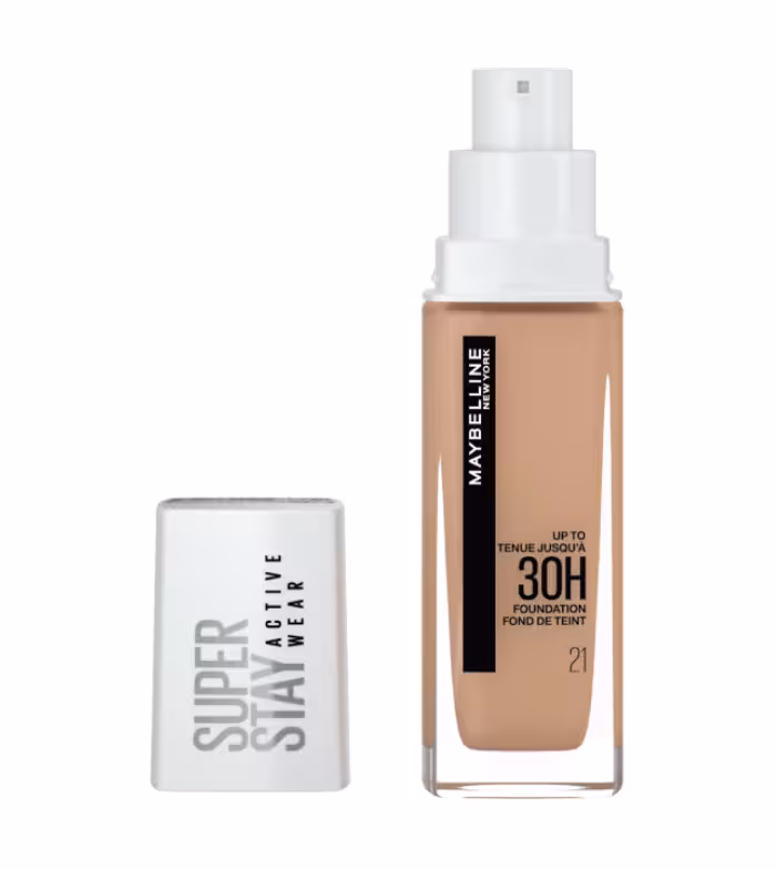 کرم پودر سوپر استی 30 ساعته میبلین شماره MAYBELLINE FOUNDATION 30H SUPER STAY ACTIVE WEAR 21