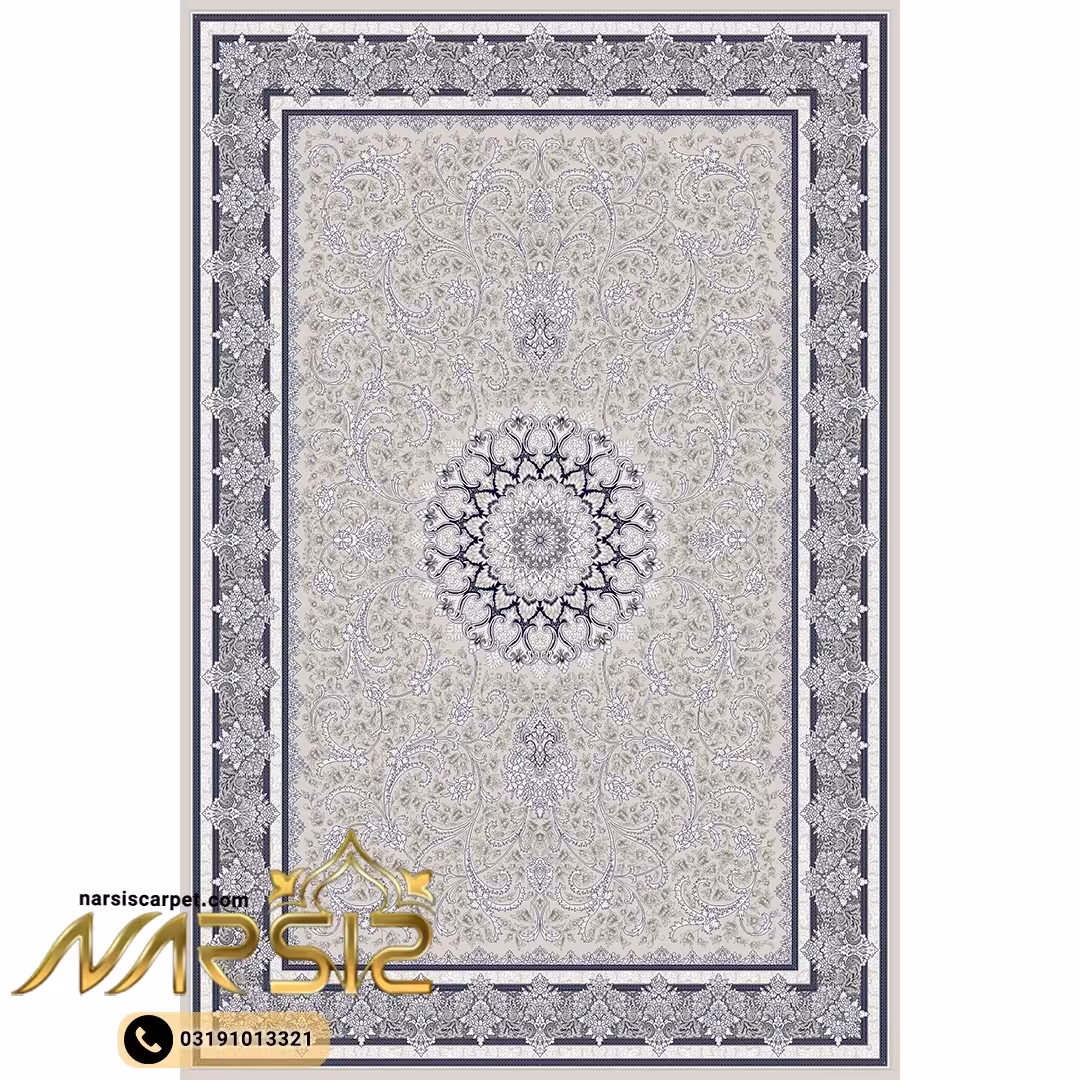 فرشینه فرش طرح لعیا رنگ طوسی کد 90103