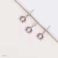 نیم ست نقره طرح کفشدوزک رنگی مدل طلاسفید کد 3505