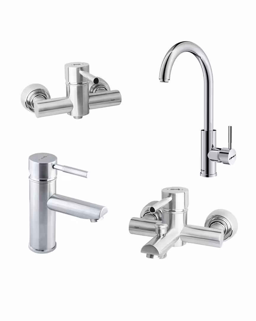 ست چهار تکه شیرآلات شودر مدل موناکو پلاس کروم مات