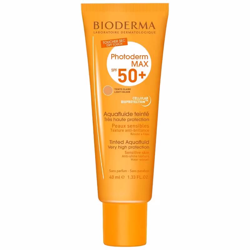 فلوئید ضد آفتاب رنگی بایودرما مدل Photoderm Max رنگ Light با SPF50 حجم 40 میل