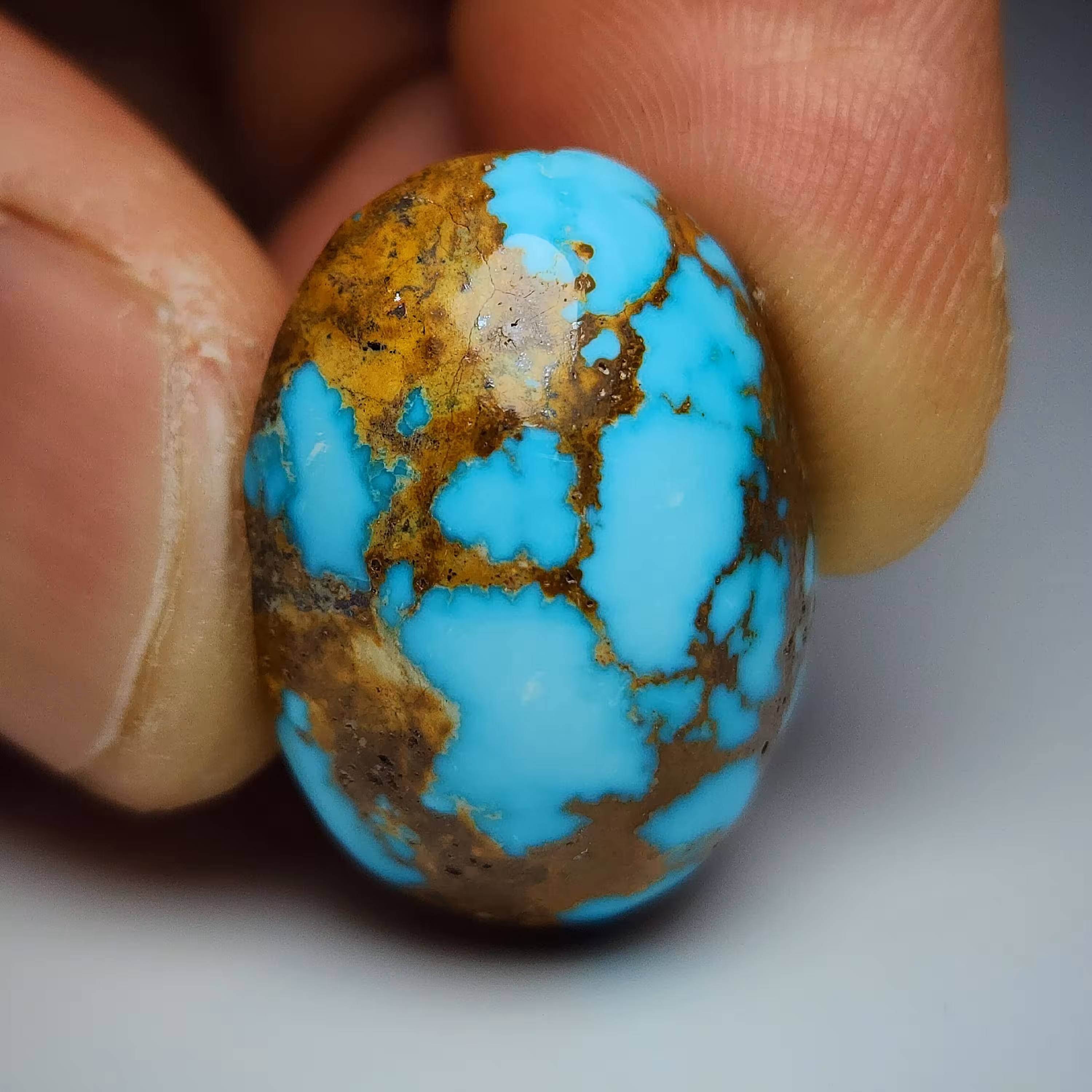 نگین فیروزه شجر  اصل نیشابوری با تراش دامله و قواره دار 