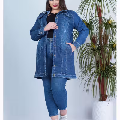 کت جین سنگ شور درجه یک بزرگ سایز - کد 959