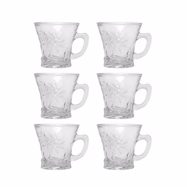 فنجان شیشه ای مدل تندیس بسته 6 عددی