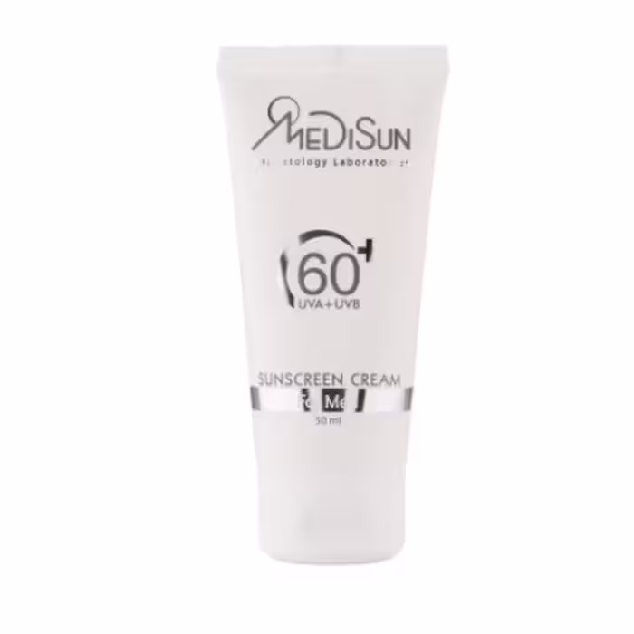 کرم ضد آفتاب بی رنگ مدیسان با SPF60 مناسب آقایان حجم 50 میلی لیتر