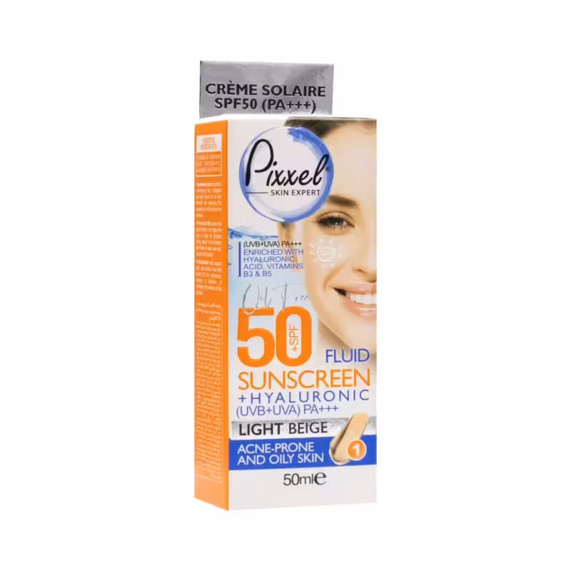 کرم ضد آفتاب SPF50 پوست چرب رنگ بژ روشن پیکسل