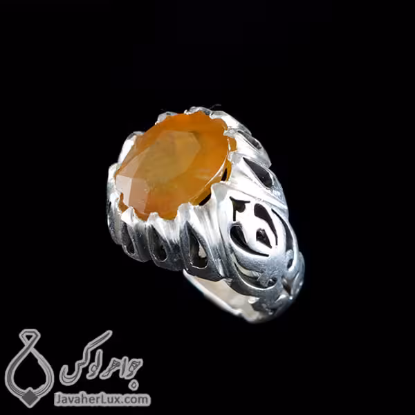 انگشتر نقره مردانه یاقوت زرد _ کد : 100402