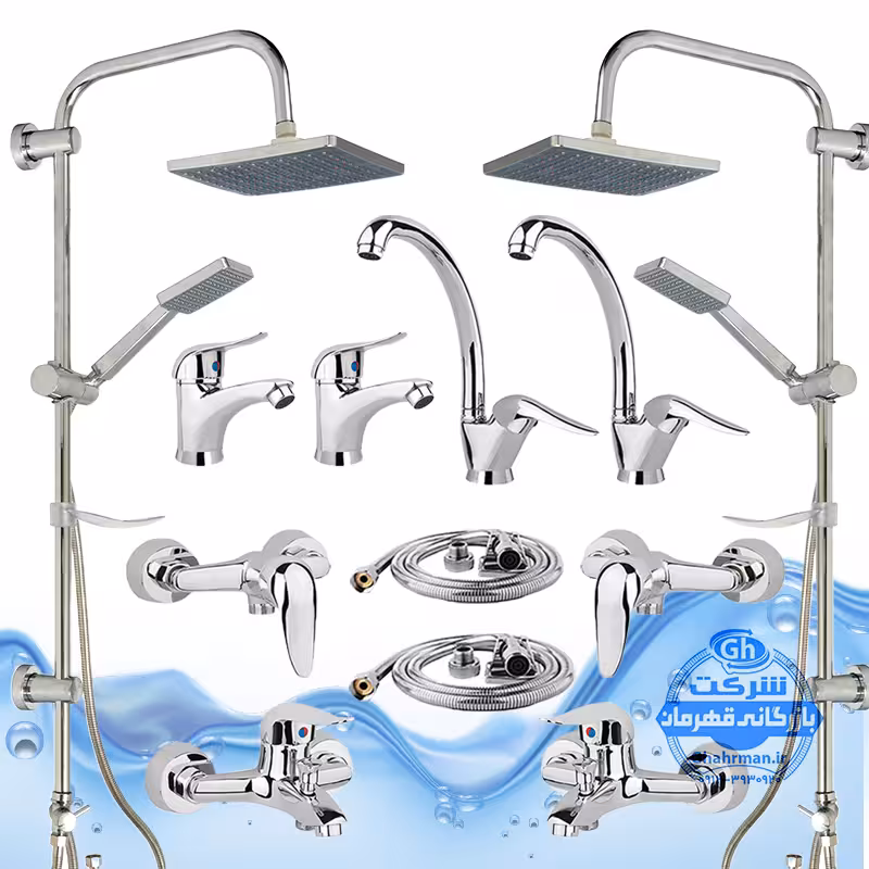 ست 12 عددی شیرآلات برند آیدا صنعت مدل قهرمان اردکی | دو عدد شیر ظرفشویی   دو عدد شیر روشویی   دو عدد شیر حمام   دو عدد شیر توالت   دو عدد علم دوش یونیورست رسوب‌گیر   دو عدد شلنگ توالت | کروم براق