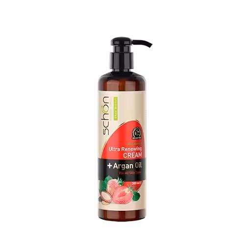کرم مرطوب کننده توت فرنگی و روغن آرگان 300 میل برند شون