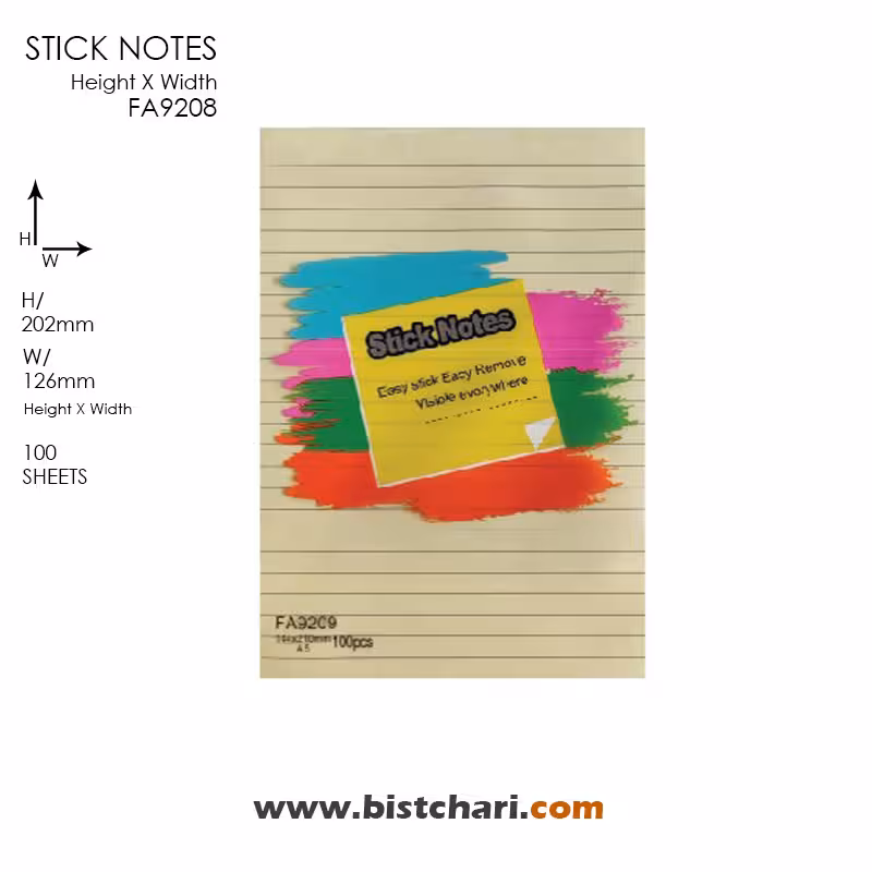 استیک نوت (کاغذ چسب دار) خط دار مدل FA9208 برند اسکول فنز Schoolfans