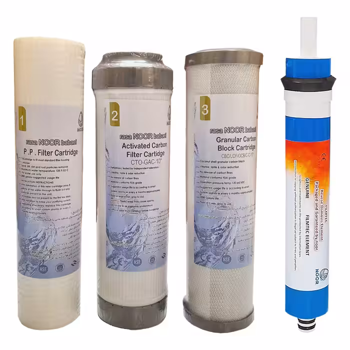 فیلتر دستگاه تصفیه آب نور مدل فیلتر ممبران و فیلتر پیش تصفیه بسته 4 عددی