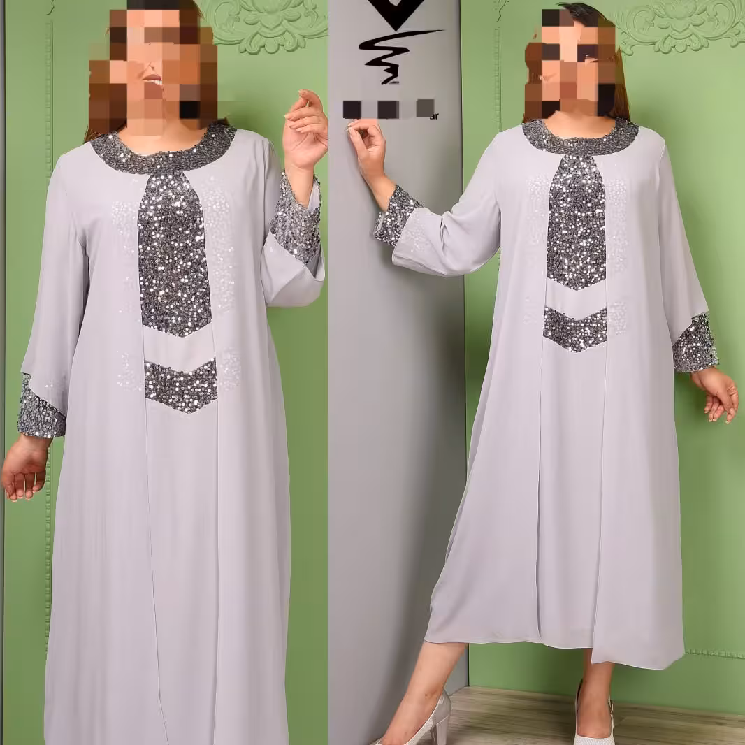 پیراهن مجلسی قواره بزرگ 48 تا 60
پارچه حریر شیفون درجه یک
پولکی مخمل پولک درجه یک
آستری پاناما درجه یک