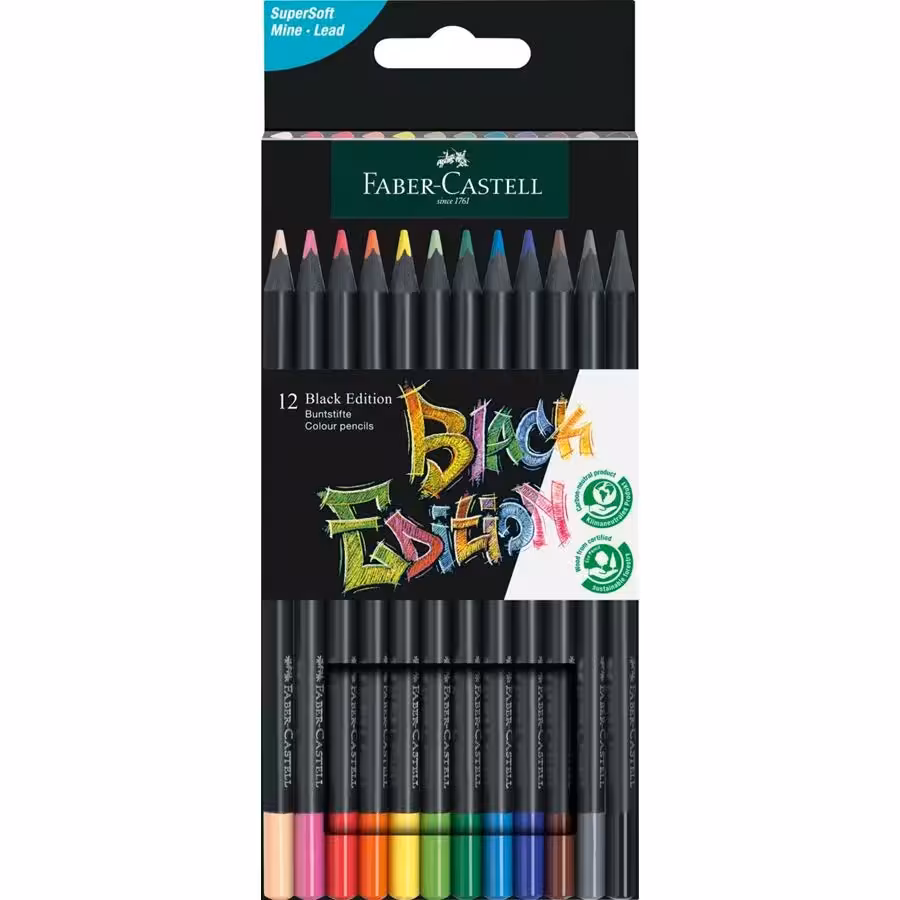 فابرکاستل مدادرنگی بلک ادیشن 12 رنگ FABER-CASTELL Black Edition colour pencils 116412