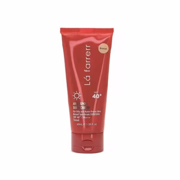 کرم ضد آفتاب و ضد لک فاقد چربی SPF 40 لافارر مناسب پوست چرب و مستعد آکنه حجم 40 میلی لیتر – برنز