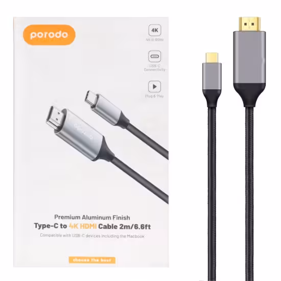 کابل تبدیل USB-C به HDMI پرودو مدل PD-4KCHD2 طول 2 متر